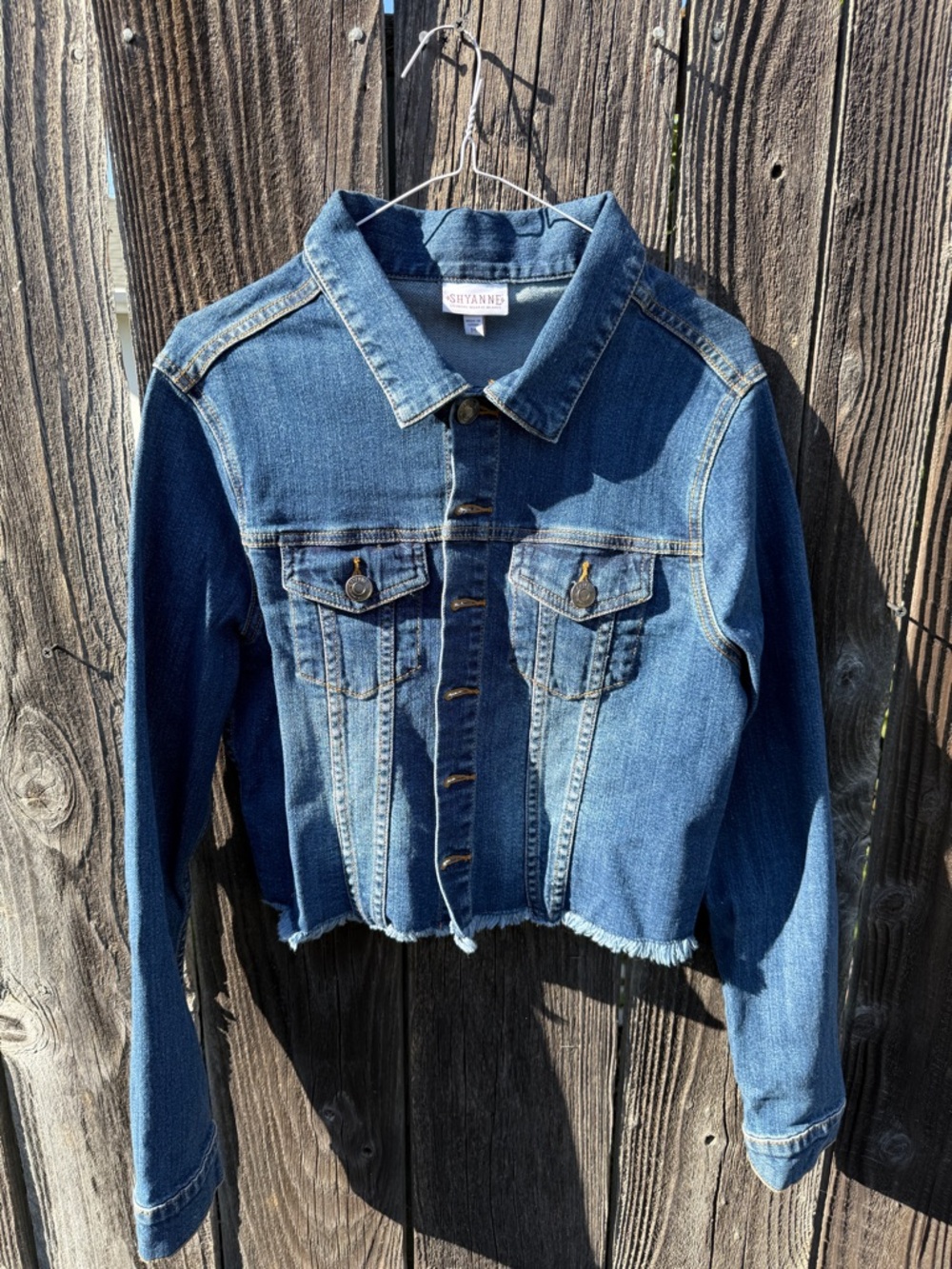 Shyanne Two-Tone Blue Cropped Denim Jacket